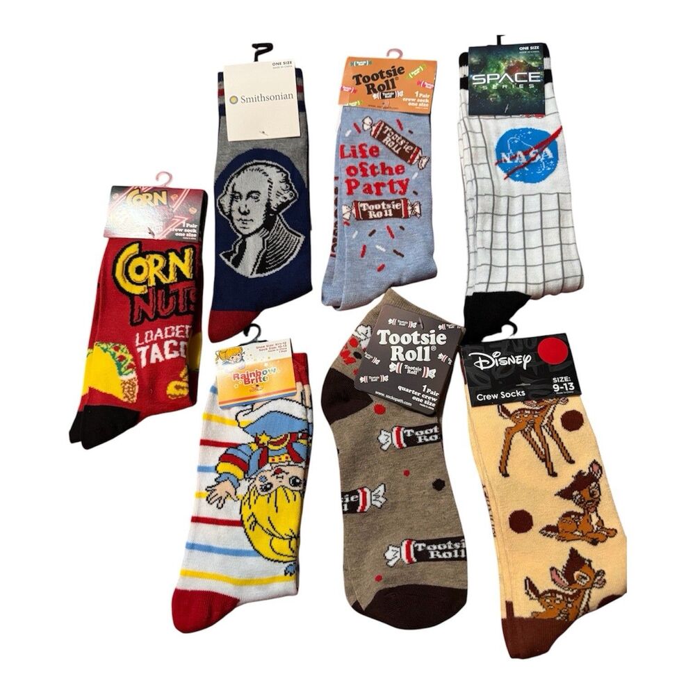 Lot Of 7 Pairs Of Fun Novelty Socks